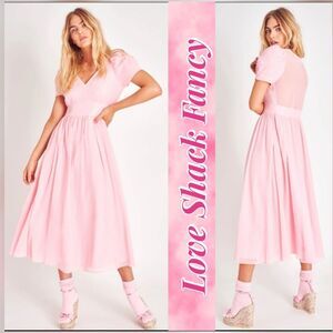 NWT!! LoveShackFancy Hutchinson Powder Pink Maxi Silk Blend Dress Size 4..545$!!